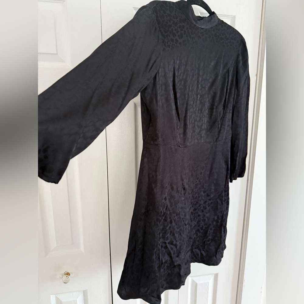 H&M silky leopard print Black Long Sleeve Dress